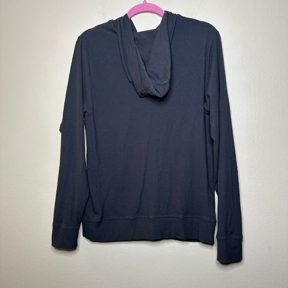 Tommy John Brushed Full Zip Ribbed Hooded Jacket Grey Phantom Men Med Loungewear - Picture 5 of 8